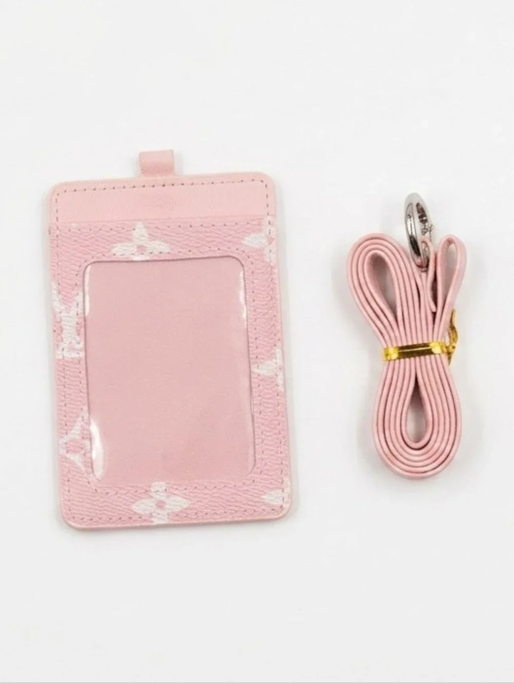🩷 Pink Monogram Card + ID Holder Lanyard